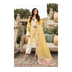 RM Trendy Attire Mujeres paquistaníes vestidos Casual Wear Kattan seda 3 piezas vestido con volante dupatta entrega en todo el mundo - Product Image 5