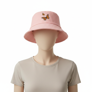 Sombrero de Pescador con Bordado de Mariposa Rosa de Moda, Unisex, de Algodón, con Estampado de Mariposa, Estético y Moderno, para el Sol de Verano - Product Image 2