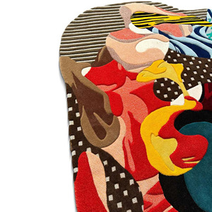 Tapis abstrait irrégulier de designer, tapis à motifs superposés multicolores de qualité supérieure, cadeau de Noël et du Nouvel An - Product Image 4