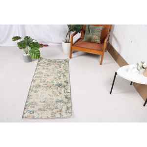 Alfombra Turca Vintage Pequeña de 1.9x4.8 pies, Alfombra Azul del Suroeste de Estados Unidos de Lana - Product Image 1