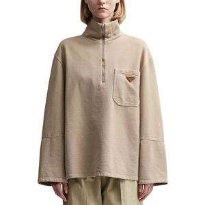 OEM Sweatshirts brodés avec logo personnalisé lourd avec fermeture à glissière avant et col long Blanches d'hiver unisexe pour les femmes - Product Image 1