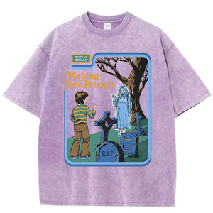 T-shirt avec logo personnalisé, Streetwear, T-shirt vierge surdimensionné au lavage à l'acide, T-shirt en coton épais à épaules tombantes pour hommes - Product Image 5