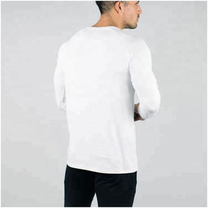 T-shirt de gym à manches longues personnalisé pour hommes en coton coupe ajustée à manches longues avec impression personnalisée Plus Size Option - Product Image 5