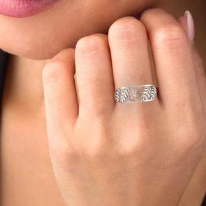 Meilleure vente Bague de mariage motif feuille d'argent 925 bicolore avec diamant rond Bijouterie fine minimaliste pour femmes au meilleur prix - Product Image 4