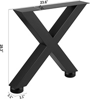 Ensemble de 2 pieds de table en acier, cadre en X pour boîte carrée robuste de 3.1 ", pieds de table à manger industriels noirs