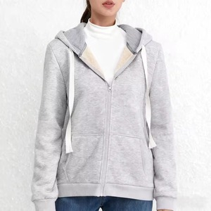 Sweat à capuche pour femme, mode automne-hiver 2025, haut décontracté simple, 100% polyester, coupe ample, épaissi, fermeture éclair - Product Image 5