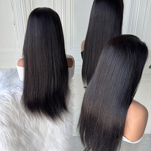 Peluca de Cabello Humano Liso 13x4, Color Negro Natural, Peluca con Frente de Encaje HD, Pre-Desplumada, Nudos Decolorados, Densidad 180 - Product Image 4