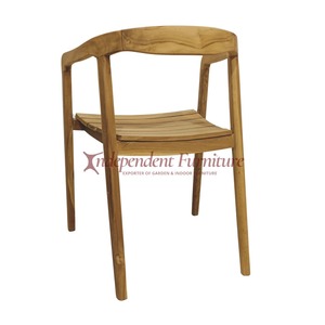 Silla de comedor de madera de teca minimalista para jardín al aire libre, comedor o cocina de hotel, incluye juegos de sombrillas - Product Image 5