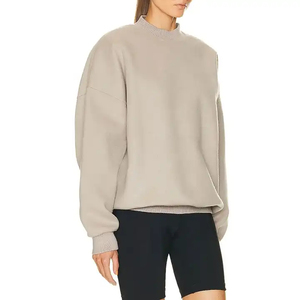High Quality Custom Fleece Sweatshirt Pullover <b>Drop</b> Shoulder Comfy Oversized Women Mock Neck Sweatshirt with Pockets - Product Image 3