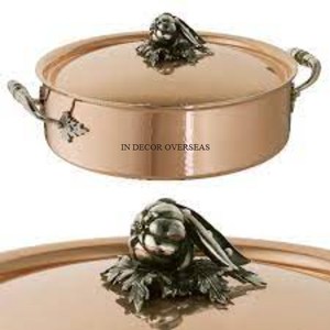 Trendy Pattern Arrival Prime Quality Metal Gold Plated Round Shape Ruffoni Casserole With Handles For Best Grip In Lowest Price - Product Image 3
