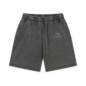 กางเกงขาสั้นผ้าฝ้าย100% แบบลำลองสำหรับผู้ชายกางเกงขาสั้นผ้าเทอร์รี่ฟอกสีหนักมีเชือกผูกปิดลำลองสวมใส่ในชีวิตประจำวัน - Product Image 1