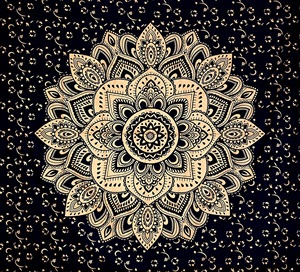 Noir et or fleur Mandala housse de couette Mandala ensemble de literie reine taille ethnique couette Boho Doona literie housse de couette ensemble - Product Image 2