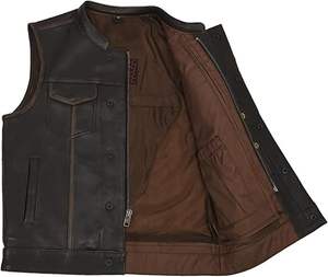 Gilet de moto classique à double fermeture en cuir noir de qualité supérieure pour hommes-Gilet de moto grande taille avec logo personnalisé - Product Image 2