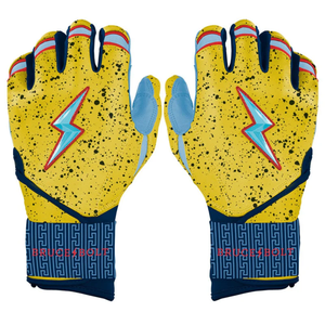 Guantes de bateo de béisbol hechos de calidad profesional Bruce Bolt Guante de diseño y logotipo personalizado antideslizante de cuero dividido Premium - Product Image 1