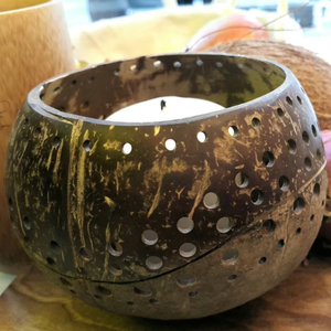 Beautiful Organic Handmade Coconut Shell Tealight Holder Decorative Natural Coconut Lantern Luxurious Gifts From Nature - Product Image 3