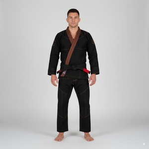 Jiu Jitsu Gi brésilien noir personnalisé de qualité supérieure Kimono ceinture à coutures contrastées pour uniforme d'entraînement d'arts martiaux de karaté pour hommes - Product Image 1