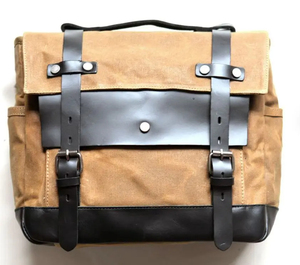 2025 Vintage moto étanche sac de selle vélo ciré toile sacoches de selle sac en toile avec logo personnalisé imprimé oem - Product Image 1