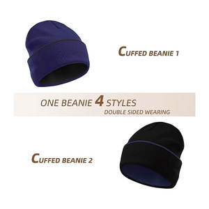 หมวกบีนนี่สำหรับผู้ชายหมวกผ้าถักแจ็คการ์ดสำหรับฤดูหนาวโลโก้ตามสั่ง - Product Image 2