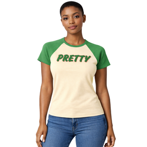 T-shirt à manches raglan neutre 08 Summer Diamonds, vêtements de sororité grecque, vêtements pour femmes, rose vert, sororité universitaire, élégant - Product Image 1