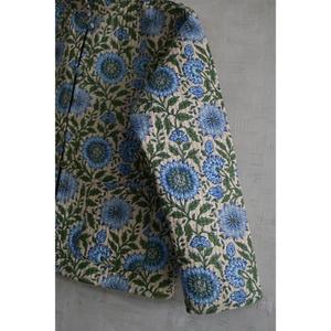 100% Cotton Handmade Woven <b>Reversible</b> <b>Jacket</b> Floral Block Print Long Sleeve Button-Up Women Winter Wear - Product Image 3
