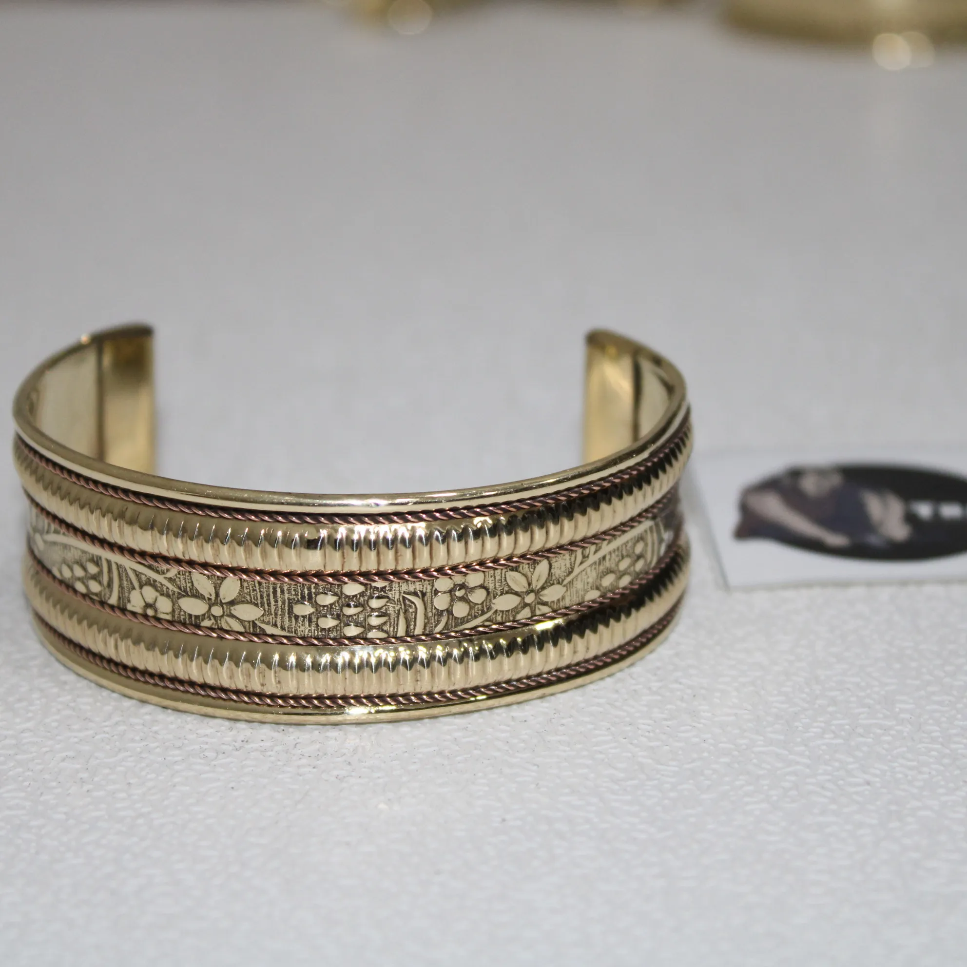 Pulsera de latón con diseño grabado para hombre, brazalete, anillo, brazalete de Tradnary