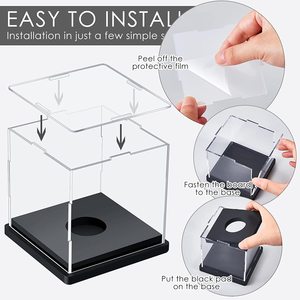 Dưới lỗ thiết kế <span class=keywords><strong>Acrylic</strong></span> Bóng Chày hiển thị trường hợp bụi bằng chứng memorabilia bóng lưu trữ bóng mềm chủ cơ sở màu đen bóng chày hộp - Product Image 6