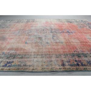Alfombra Vintage Grande de Lana Ecológica de 6,4x9 pies (195x273 cm) Alfombra Turca Roja con Parches y Base de Látex - Product Image 3