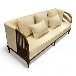 Sofá de Estilo Asiático con Estructura de Madera INDOCHI 200x72x79cm, Tapizado con Tela Estampada SFB68075 - Product Image 1