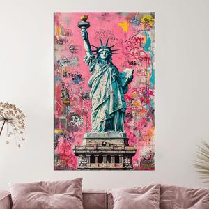 Impression Pop Art Audacieuse de New York : Toile Graffiti Statue de la Liberté, TOILE ENVELOPPEE - Product Image 1