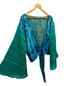 ชุดเดรสสำหรับเจ้าสาวเสื้อคลุมส่าหรีสไตล์อินเดียเสื้อคลุมสำหรับเป็นของขวัญชุดปาร์ตี้ชายหาดชุดกิโมโนผ้าไหมส่าหรีพิมพ์ลายอินเดีย - Product Image 3