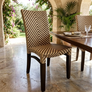 Chaise de salle à manger en rotin tressé naturel à motif chevron, dossier haut, pieds en acajou, mobilier d'intérieur, décoration artistique pure pour la maison - Product Image 4