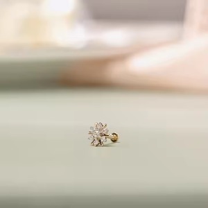 หมุดจมูกเพชรสำหรับผู้หญิงที่ทำจาก14kt สีเหลืองทองมีสไตล์และสวยงามกำลังมาแรงดีไซน์แบบดั้งเดิมสำหรับห้องปฏิบัติการ - Product Image 5