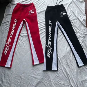 Pantalones Deportivos Acampanados para Hombre, Cintura Elástica con Cordón, Transpirables, Casuales, con Logotipo Estampado en Letras Negras en la Pierna Izquierda, Estilo Otoñal - Product Image 6