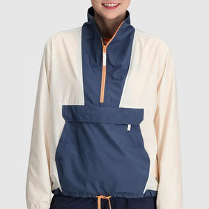 Conjunto de pantalones cortos largos cortavientos de nailon para mujer, venta al por mayor, trajes de talla grande con cremallera frontal, cintura elástica, impermeable, invierno y verano - Product Image 3