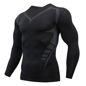 Running compression t shirt <b>men</b> athletic sports training workout <b>base</b> <b>layer</b> breathable quick dry moisture wicking fitness top - Product Image 2