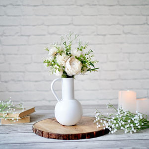 แจกันโลหะสีขาวพร้อมด้ามจับแจกันดอกไม้วินเทจสำหรับตกแต่งบ้านห้องนอนห้องนั่งเล่นสำนักงานงานแต่งงาน - Product Image 4