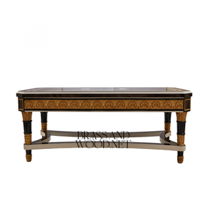 Ensemble de table basse en bois noir et or classique de luxe - Product Image 3