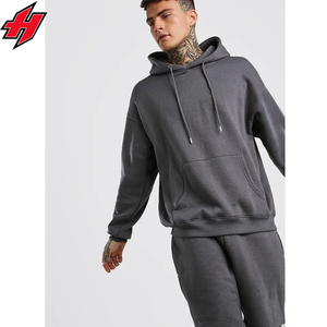 Ensembles de sweat à capuche et de short streetwear épais pour hommes French Terry 3D Puff Printing Zip-up Hooded Collar - Product Image 3