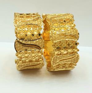 ชุดเครื่องประดับกำไลข้อมือ2ชิ้นที่หรูหราของผู้หญิงชุบทอง24KT - Product Image 1