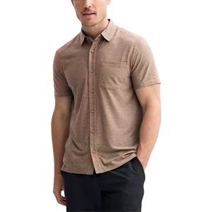 Chemise décontractée pour homme, respirante, durable, anti-rétrécissement, unie, avec boutons sur le devant, manches courtes, mélange coton/polyester - Product Image 1