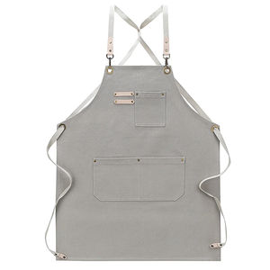 Delantal de accesorios de cuero de lona impermeable Unisex de alta calidad, Impresión de logotipo personalizado, uniformes para restaurante y Bar, venta al por mayor - Product Image 6