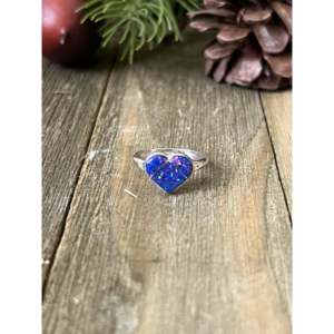 Bague Zuni en opale bleu foncé et argent sterling sertie de pierres, plaquée or rose, taille 6 - Cadeau idéal avec sertissage invisible - Product Image 1