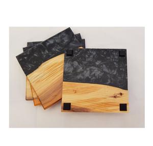 Bulk Supplies Luxury Wood Resin Coaster Good <b>Polished</b> for Best Selling square Round Shape Wood and Resin coaster Best Quality - Product Image 6