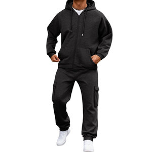 Ensemble de survêtement décontracté de qualité supérieure, pantalon de survêtement et sweat-shirt, poids lourd, uni, marque privée, vierge, 100% coton - Product Image 4