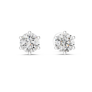 Pendientes Redondos de Oro Amarillo de 14K, Aretes Elegantes de Diamante de Laboratorio de 5 MM, Joyería Creada en Laboratorio para Mujer - Product Image 3