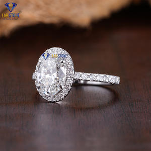 Anillo de oro blanco con diamantes de corte ovalado y redondo TDW 3.028 de Lab-Stone / Moonshine Sparkling Ring/color de la EF-VS - Product Image 2