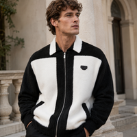 Cardigan en laine et mohair pour homme, personnalisé OEM ODM, hiver, fermeture éclair, manches longues, tricoté