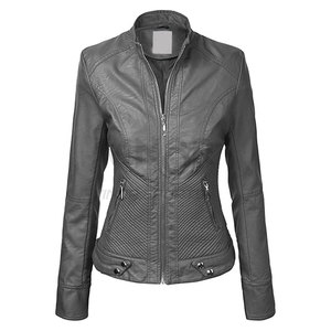 Precio al por mayor MOQ bajo Chaquetas de cuero para mujer Ropa de invierno de manga completa Chaquetas de cuero genuino de calidad superior Mujeres de moda - Product Image 1