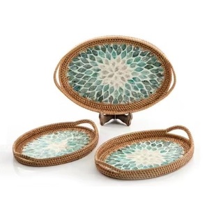 Bandejas para servir de nácar y yute para decoración navideña Bandejas modernas altamente decorativas de fabricante indio al precio más bajo - Product Image 5