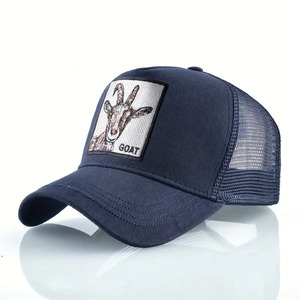 Logotipo <span class=keywords><strong>de</strong></span> impresión personalizado Unisex Adulto Trucker Mesh Back Caps Pesca Ajustable Cabra Animal Tejido Patch Cap Classic Sport Hats Negro - Product Image 4